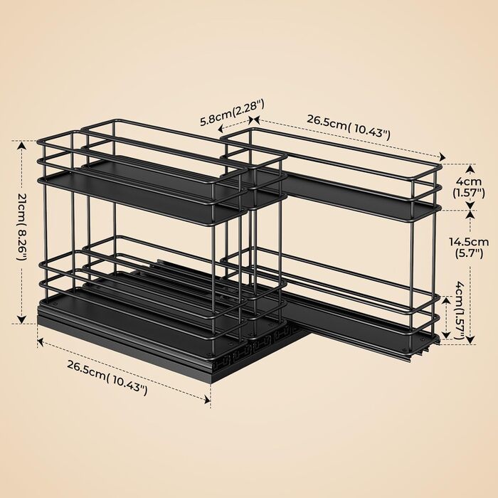 Організатор для спецій Orimade, висувна полиця для спецій, 3 шт. Чорний колір