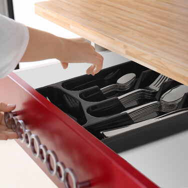 Relaxdays Black Cutlery Box Set of 2