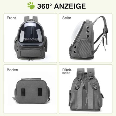 Рюкзак-переноска для котів та собак ALLSOPETS, 7.5 кг, сірий. Зручний для подорожей з внутрішнім ремінним кріпленням