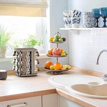 Сумка-органайзер для спецій bonVIVO Rondo, поворотна підставка для 12 баночок, нержавіюча сталь, срібно-хромовий колір