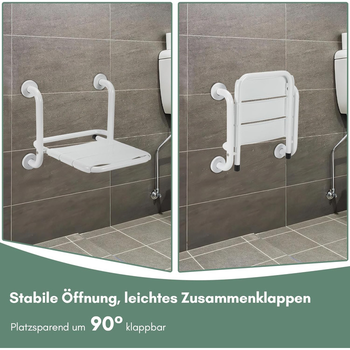 Ansobea Shower Stool for Seniors, Bath Stool, 7-Level Height Adjustable, 41-56 cm, Shower Chair with U-Shaped Hygiene Cutout, Bathroom Stool, Stable for the Shower (Type 6 Foldable Shower Seat)