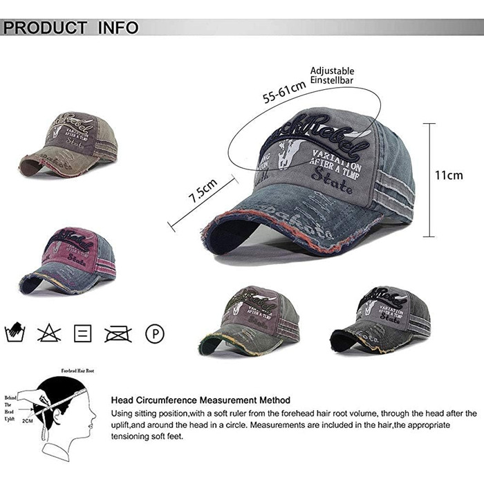 Кепка бейсболка для чоловіків та жінок, вінтажна бейсболка, кепка бейсболка, для відпочинку на природі, регульована, ретро, універсальний розмір, колір: чорний