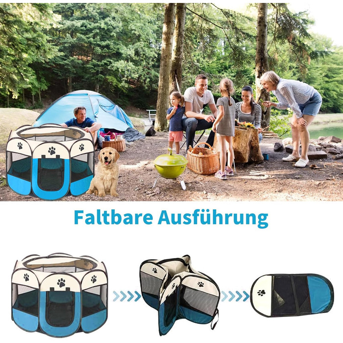 Змінний вольєр для цуценят, портативний огородження для собак, кроликів та котів (синьо-білий)