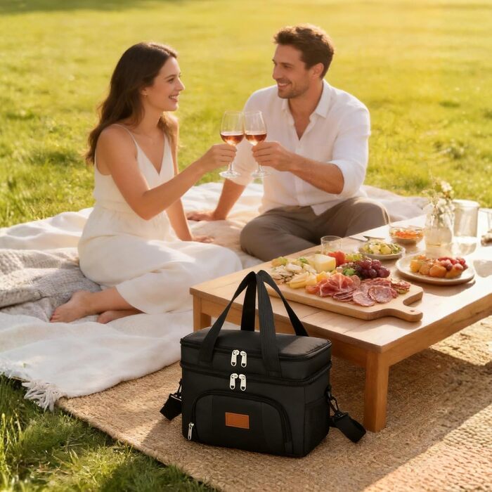 Термосумка JANSBEN для 12 банок: компактна, ізольована, з 6 відділеннями (чорна)