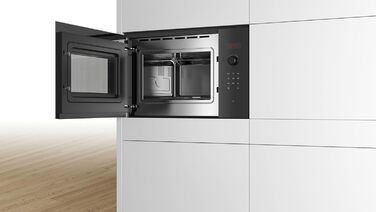 Вбудована мікрохвильова піч Bosch BFL523MW3 Serie 4, 38x50 см, 800 Вт, поворотний столик 27 см, лівий відкривання дверцят, AutoPilot, 7 автоматичних програм, LED-Touchdisplay