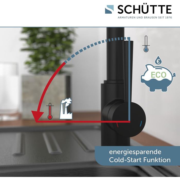 Кран кухонний SCHÜTTE Cornwall, 360° поворотний, чорний, з однорідним змішувачем для раковини