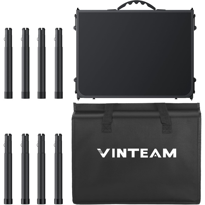 VINTEAM Складаний туристичний стіл 87x40 см, 3-х рівневий, регульована висота, алюміній, для кемпінгу, барбекю, пікніка, саду. MDF