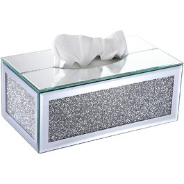 BTSKY Glittering Glass Tissue Box with Crushed Crystal Diamonds for Home Decoration, Table Napkin Holder