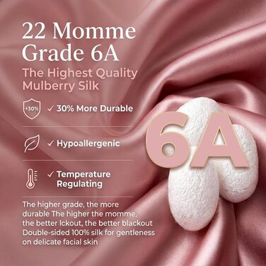 Маска для сну шовкова 3D Matasse 22 Momme, 6A мулберрі, рожева - для жінок та чоловіків, італійський дизайн