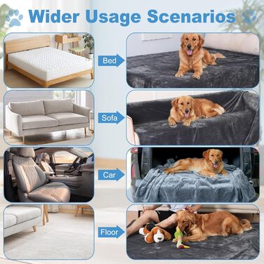 Водонепроникний коврик для собак 100x120 см, пральний фліс, ковдра для домашніх тварин для дивану, ліжка, захист від бруду, нековзна, тепла, м'яка, з захистом від протікання, захист меблів для собак і котів (XL(203x229 см))