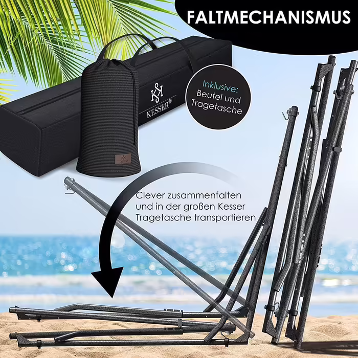 KESSER® Hammock Vill with Metal Stand, Foldable and Adjustable, Stable Frame, Indoor & Outdoor Use, Includes Carry Bag + Bag, Hanging Chair, Hammock Stand, Camping, Garden, Pool, Balcony, Terrace, Anthracite