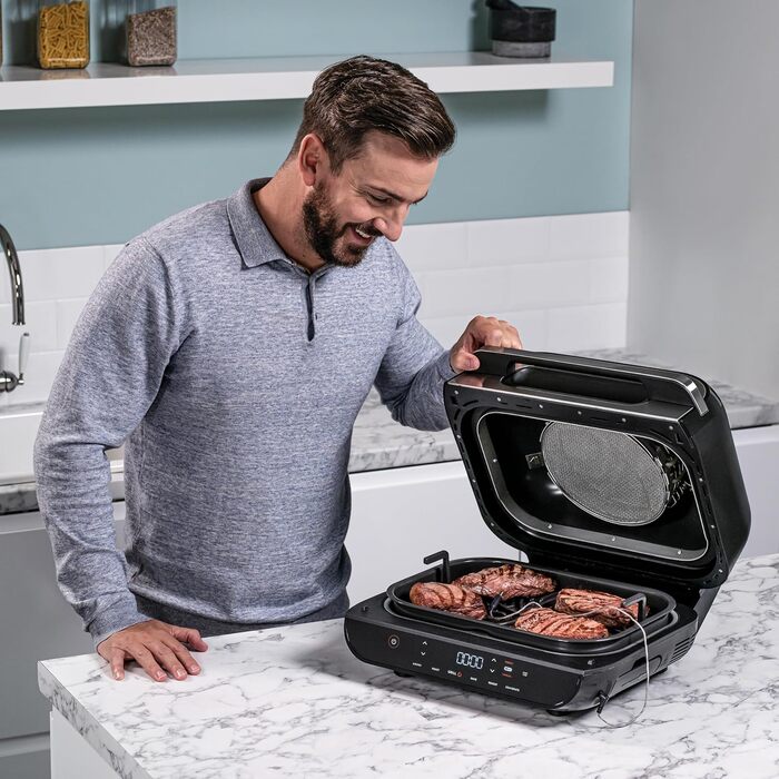 Ninja Foodi MAX Grill & Air Fryer, 5.7L Air Fryer with Digital Temperature Probe, Dishwasher-Safe Parts, 6-in-1, Gray/Silver AG551EU MAX Grill & Air Fryer 5.7L Gray/Silver