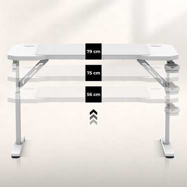 Ігровий підлітковий стіл з регулюванням висоти, карбоновий, білий, 120 см