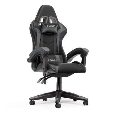 Геймерське крісло Racingreat Ergonomic для PC, підлітків та дорослих. Регульоване, з підголівником, оббите PU-шкірою, темно-сіре