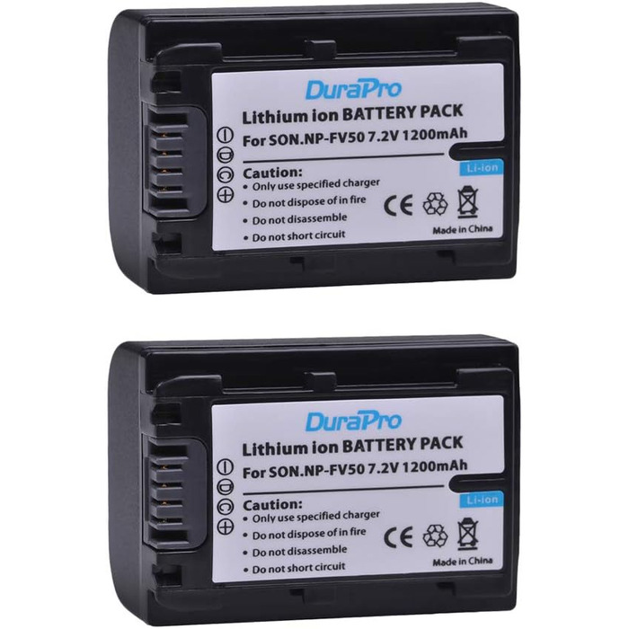 Запасний акумулятор DuraPro 1200mAh NP-FV50 + зарядний пристрій USB LCD для Sony NP-FV30/FV40/FV50 (HDR-CX150E, HDR-CX170, HDR-SR68, DCR-SR20E, HDR-CX190, HDR-CX130)