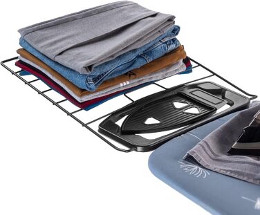 Прасувальна дошка KADAX з висувною полицею, 120x42 см, регульована висота, антиковзні ніжки (Зелений/Темно-синій)