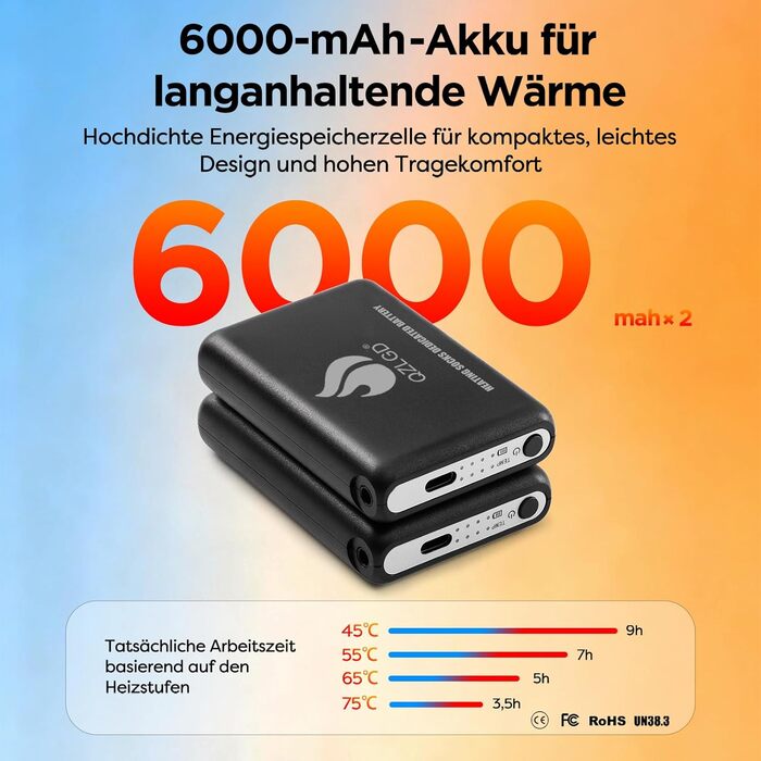 Гріючі шкарпетки для жінок та чоловіків, 5V, 6000 mAh, для катання на лижах, відпочинку на природі, кемпінгу, хайкінгу, розмір 38-44 EU