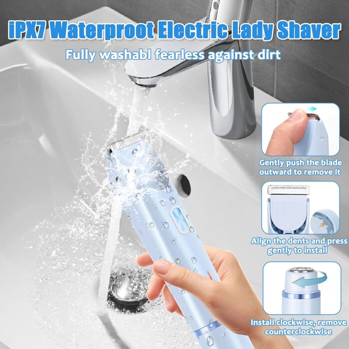 Електричний жіночий триммер Intimrasierer 2-в-1 для інтимної зони, синій