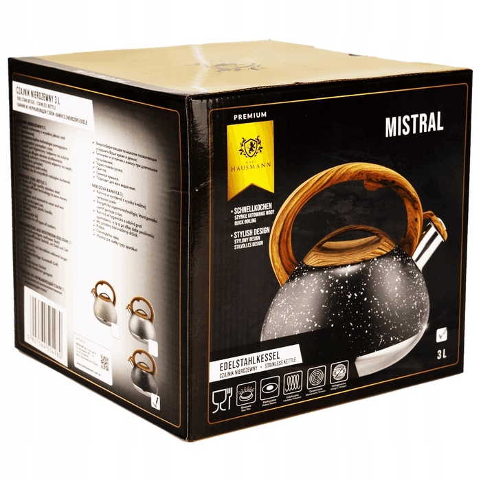 Класичний сталевий чайник Karl Hausmann, 3 л, чорний/сірий