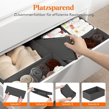 Lifewit Drawer Organizer Set, Closet Wardrobe Organizer Changing Table Drawer Organization System for Wardrobe Bedroom for Clothes, Children's Clothes, Socks, Underwear, Grey (Grey, 8)