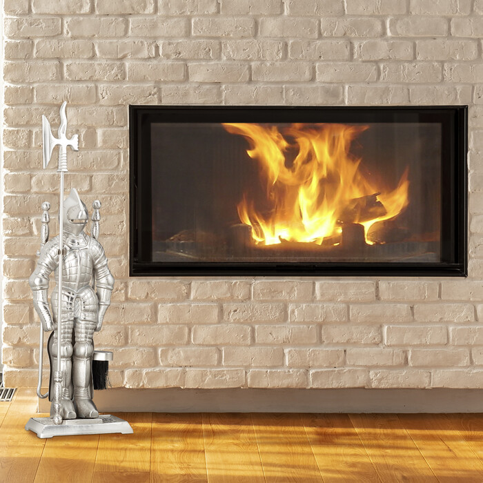 Relaxdays Fireplace Set Knight Cast Iron 4-Piece
