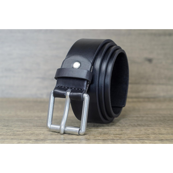 Чоловічий шкіряний ремінь Ossi, 38 мм, чорний, 130 см (загальна довжина 145 см)