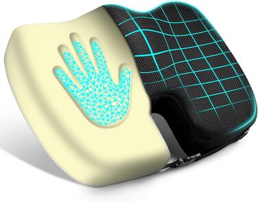 Подушка для сидіння Ainiv, ергономічна подушка з Memory Foam для офісного крісла, інвалідного візка, автомобіля. Чорна подушка для сидіння.