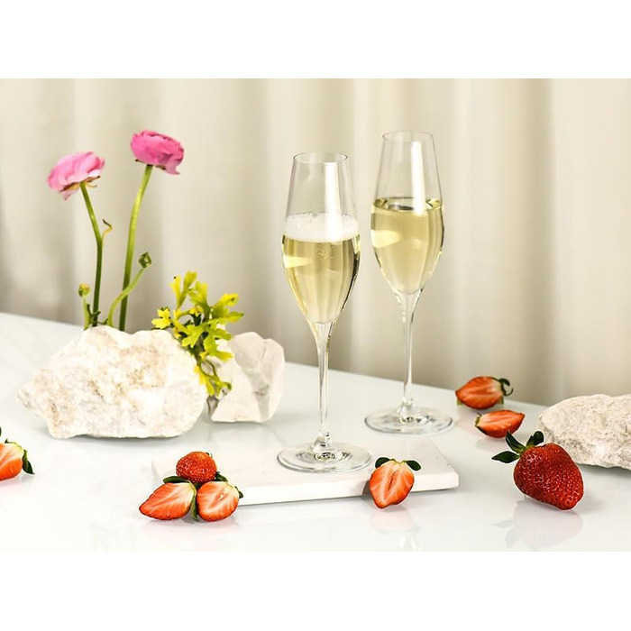 Набір келихів для шампанського Krosno Champagnergläser Set – 6 шт. | 210 мл | Колекція Splendour | Кристалічне скло, без свинцю | Елегантний дизайн з високою ніжкою | Для шампанського, просекко та урочистих подій
