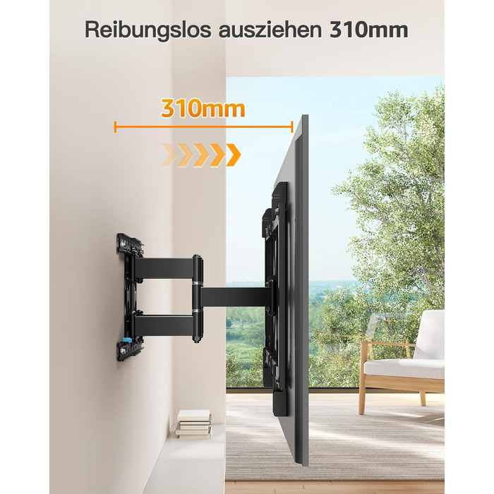 Настінне кріплення для телевізора ELIVED Ultra Slim 37-90 дюймів, поворотне, VESA 600x400, до 60 кг
