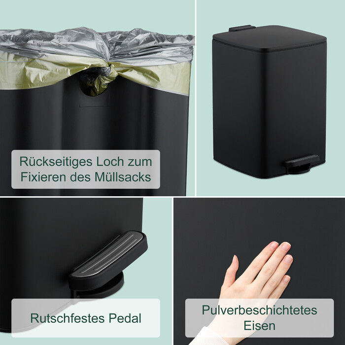 Relaxdays Kitchen Trash Can 20 Liter with Trash Bags