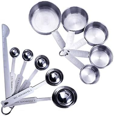 CHFYIJYHM Stackable Measuring Cups Kitchen Measuring Spoon Set Stainless Steel Teaspoon Home Measuring Cups and Spoon Set(11pcs Measuring Cup)