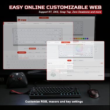 Механічна ігрова клавіатура YUNZII MADLIONS MAD68 з провідним підключенням, Hall Effect, PBT клавіші, RGB підсвічуванням, 8K polling rate (Black, Magnetic Amber Pro Switch)