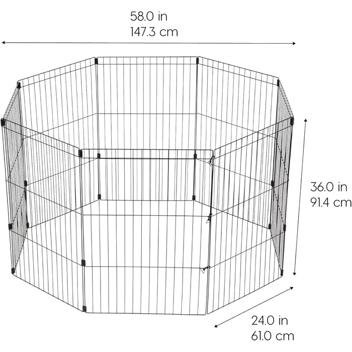 Клітка для собак IRIS OHYAMA 91.4 см, 8-панельна, для собак середніх та великих порід, портативна, чорна