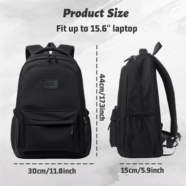 Шкільний рюкзак для дівчаток та хлопців підлітків, рюкзак для жінок та чоловіків, рюкзак для ноутбука 15,6 дюймів, повсякденний туристичний рюкзак, водонепроникний рюкзак, рюкзак для коледжу (#2 Чорний-a)