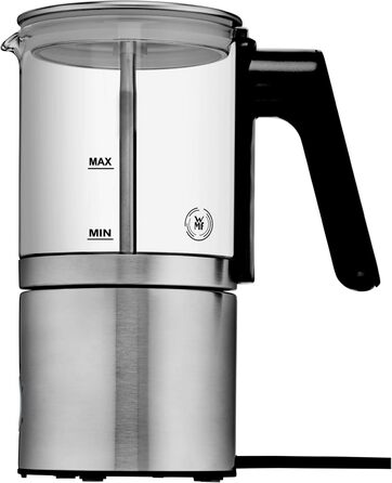 Електричний пінозмішувач WMF Stelio, 500 Вт, 150-250 мл, з антипригарним покриттям, бездротовий, для гарячого та холодного молока, какао, Cromargan матовий/сріблястий