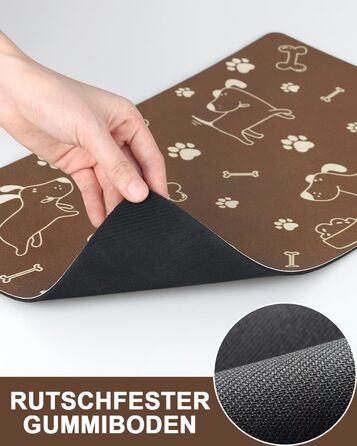 Підкладка під миску для собак та котів, нековзна, чорна 40x60 см, швидковисихаюча, легко миється