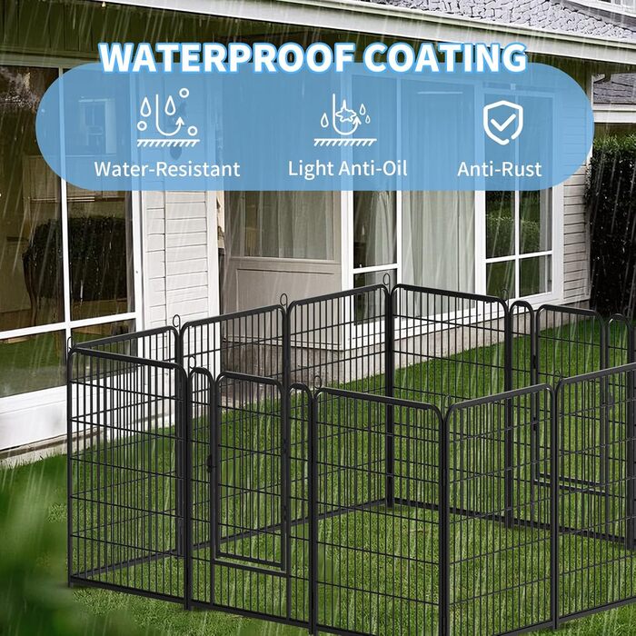 Забіг для цуценят Kuro Sagol 80 см - вольєр з автоматичним замиканням, для собак, котів, кроликів. Ідеально для саду та ігрової зони на відкритому повітрі. 6-секційний