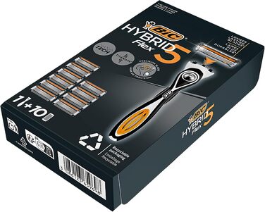 Чоловіча бритва BIC Hybrid 5 Flex, набір з 10 змінних касет по 5 лез, з алое вера та вітаміном E, з тримером для точного гоління