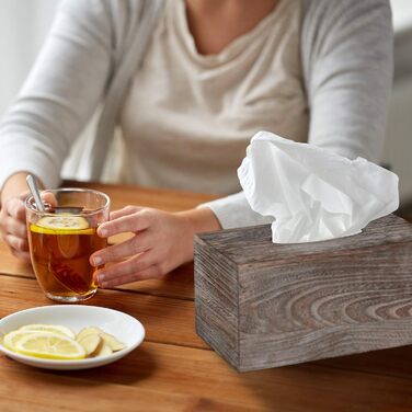 Relaxdays Tissue Box Shabby, Tissue Box with Sliding Cover, Tissue Box for Facial Tissues, HBT: 13x26.5x14.5cm, brown