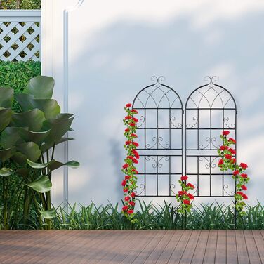 Сітка для витких рослин Relaxdays, метал, 2 шт, 150x50 см, чорна, шпалера для саду