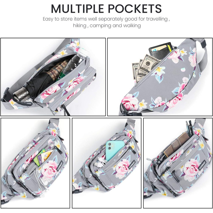 Гірчиця Bauchtasche для жінок та чоловіків, поясна сумка, універсальний розмір, сірий квітка