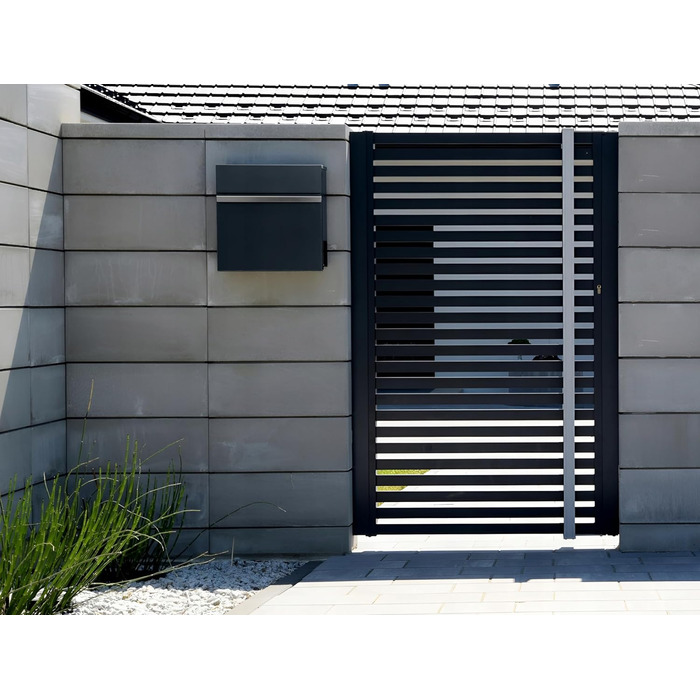 Поштова скринька настінна Anthrazit RAL 7016, велика (XXL) з можливістю гравіювання адреси та відділенням для газет