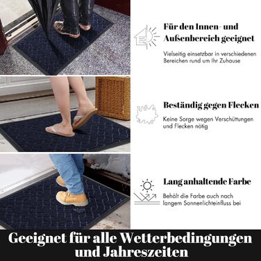 Килимок для дому та вулиці Yimobra, миючий, вологостійкий, 92 x 61 см, блакитний