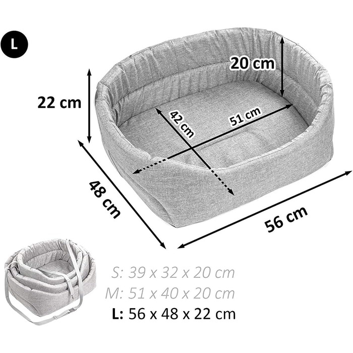 Автомобільний лежак для собак Boutique Zoo: універсальний, миючий, зносостійкий. Підходить для переднього сидіння, пасажирського сидіння, заднього сидіння. Розмір M (51x40 см), чорний, імітація замші.
