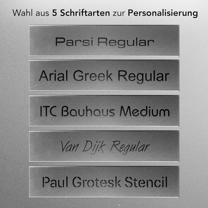 Сучасна поштова скринька антрацит з газетницею та гравіюванням: індивідуальне виготовлення з нержавіючої сталі, номер будинку та табличка з іменем. Стійка до іржі та УФ-випромінювання, з монтажним комплектом.