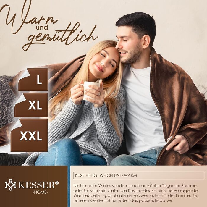 Плед KESSER® з м'якого флісу та шерпи, 220 x 240 см (XXL), теплий та затишний, для дивана або ліжка