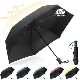Компактний дорожній парасолька Herreicher - автоматичний, ультралегкий, захист від УФ, для чоловіків та жінок, чорний