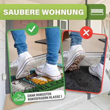 Килимок для домівок з кокосового волокна, 40x60 см - вологостійкий, міцний, для дому та вулиці (Welcome Cats)