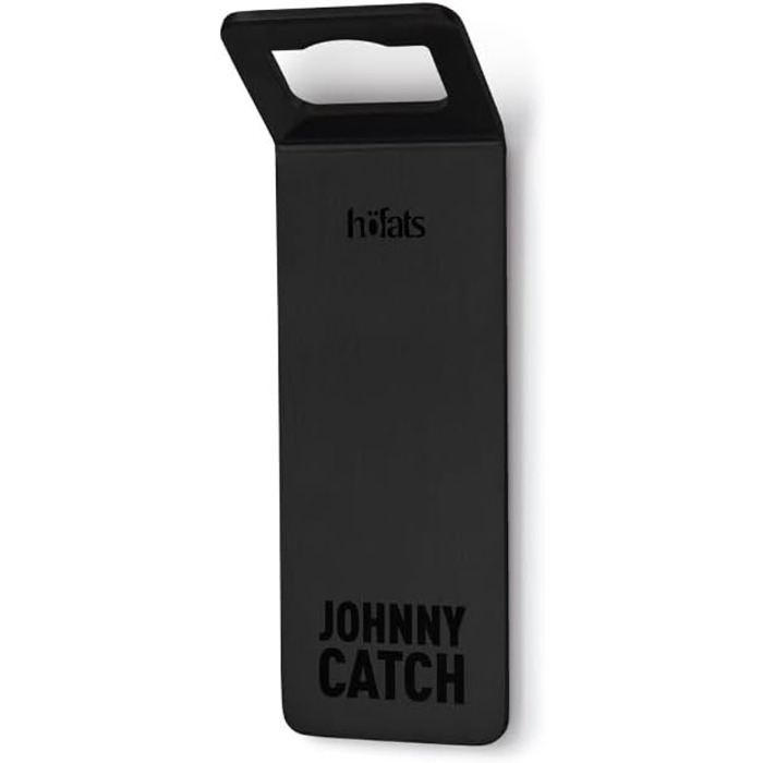Настінний магнітний відкривач для пляшок höfats Johnny Catch Magnet чорний, з нержавіючої сталі з PVD-покриттям, без свердління, збирає до 20 кришок, для пива і напоїв