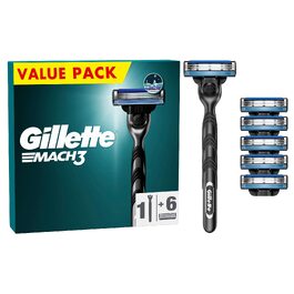 Чоловіча бритва Gillette Mach3 з набором із 6 змінних касет (3-лезові), подарунковий набір для гоління